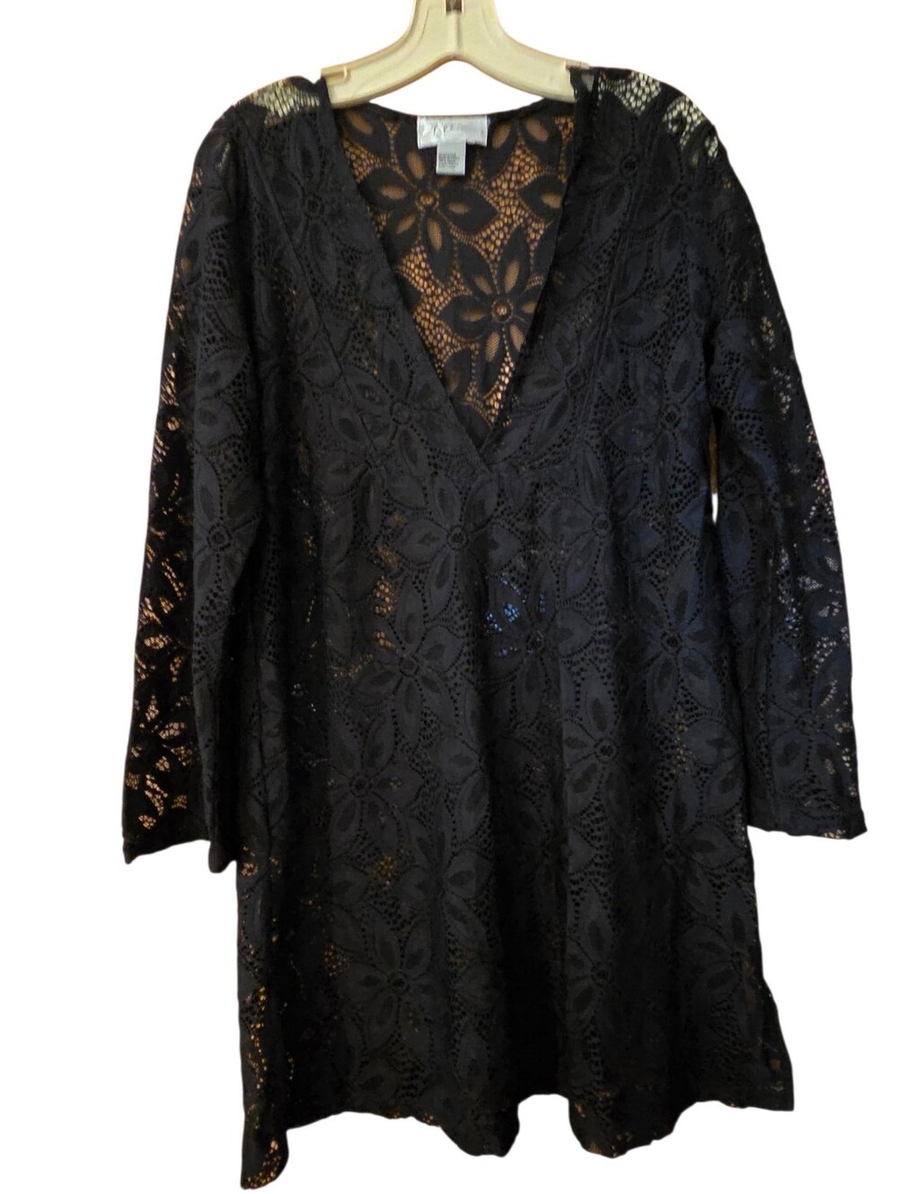 J. Valdi Black Lace Swim Coverup/ Dress Beach Summer Goth Size Large